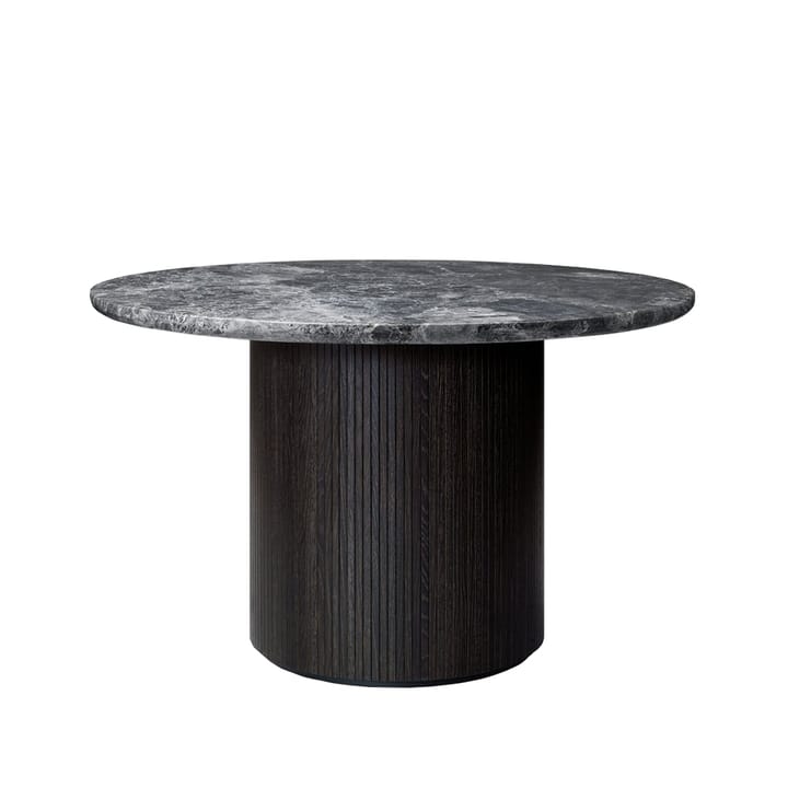 Moon spisebord rundt - Marble grey, Ø 120 cm, brun/sortbeiset fot - GUBI