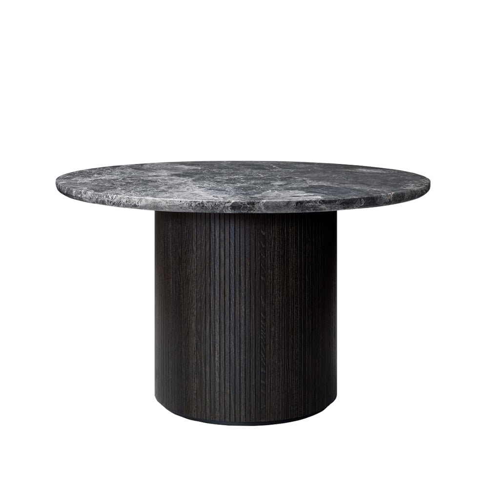 Bilde av GUBI Moon spisebord rundt Marble grey Ø 120 cm brun/sortbeiset fot