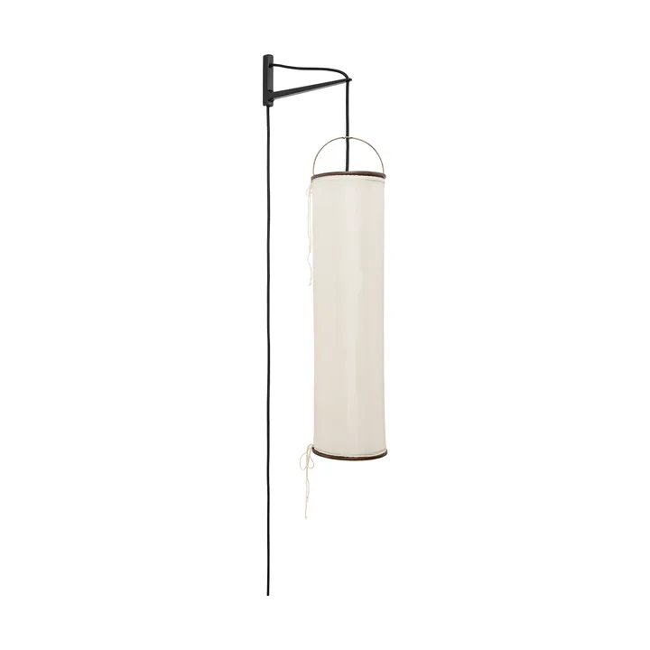 Silk Lantern vegglampe - Natural white silk-semi matt svart - GUBI