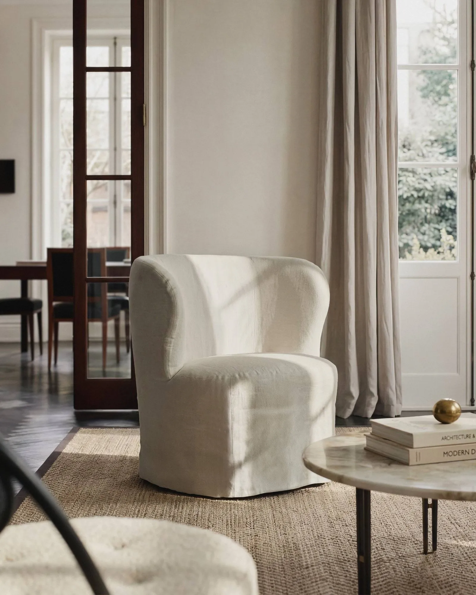 Stay Slipcover lenestol, Linen 0023, liten GUBI