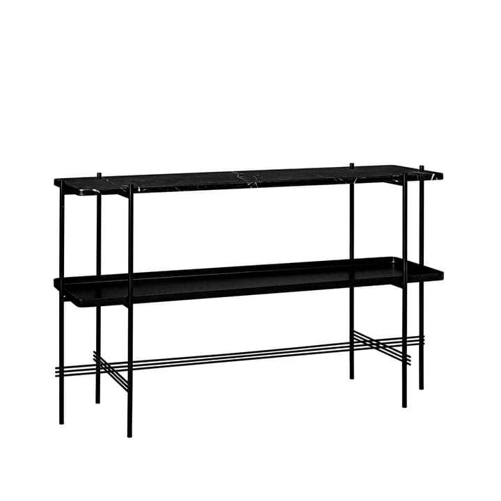 TS Console avlastningsbord 120 x 30 x 72 cm - black marquina marble, sort stativ, med brett - GUBI