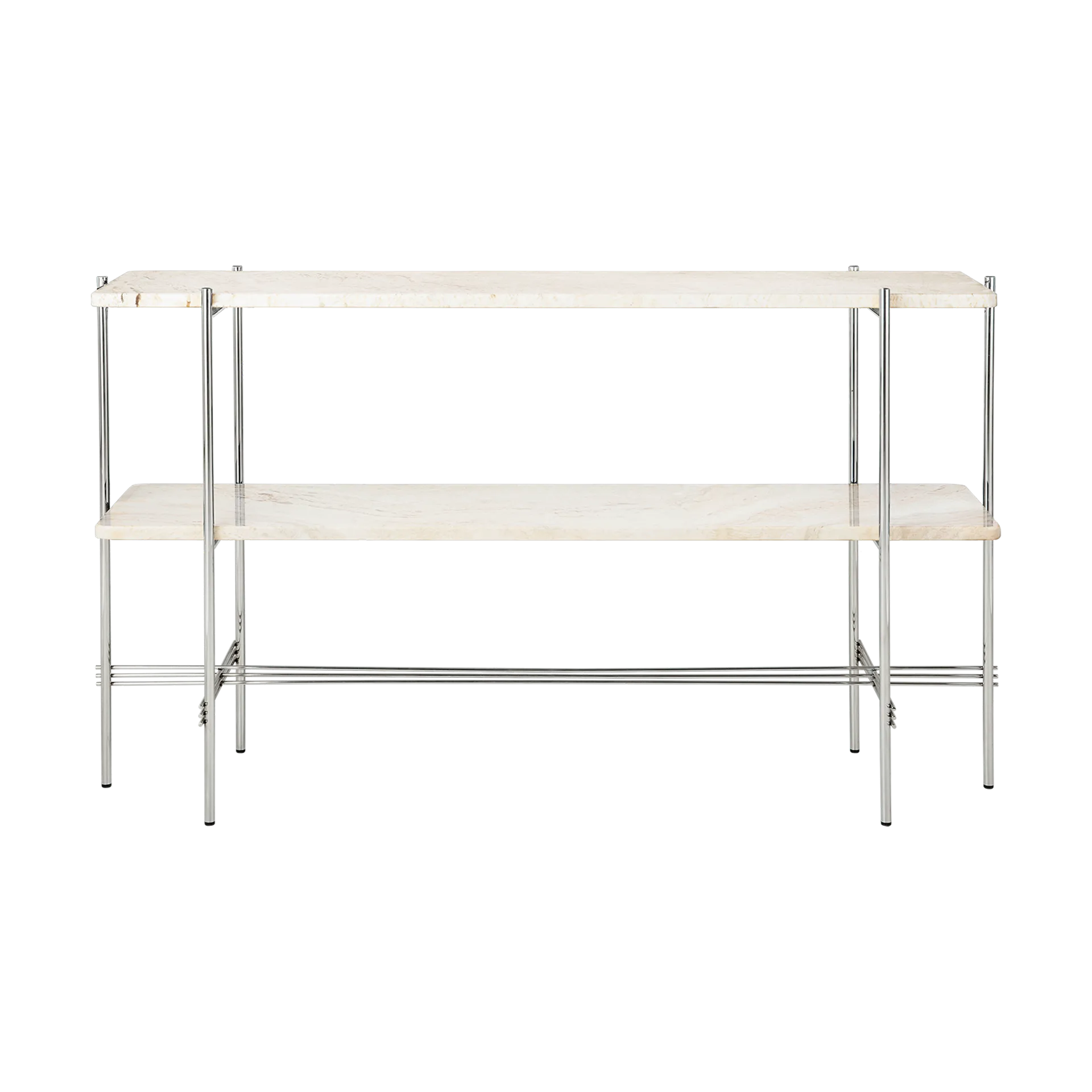 TS Console avlastningsbord 120 x 30 x 72 cm, Neutral white travertine-stål GUBI