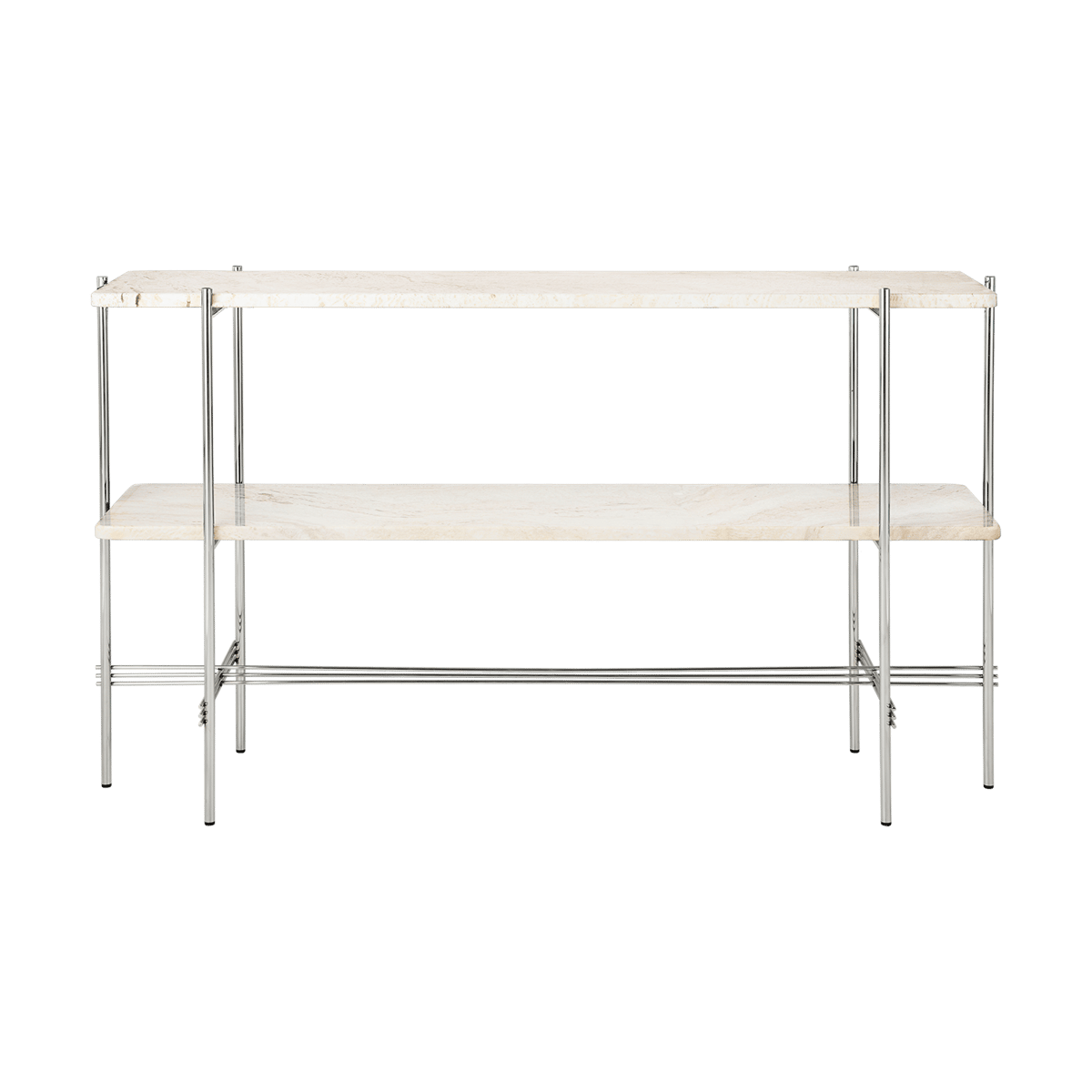 Bilde av GUBI TS Console avlastningsbord 120 x 30 x 72 cm Neutral white travertine-stål
