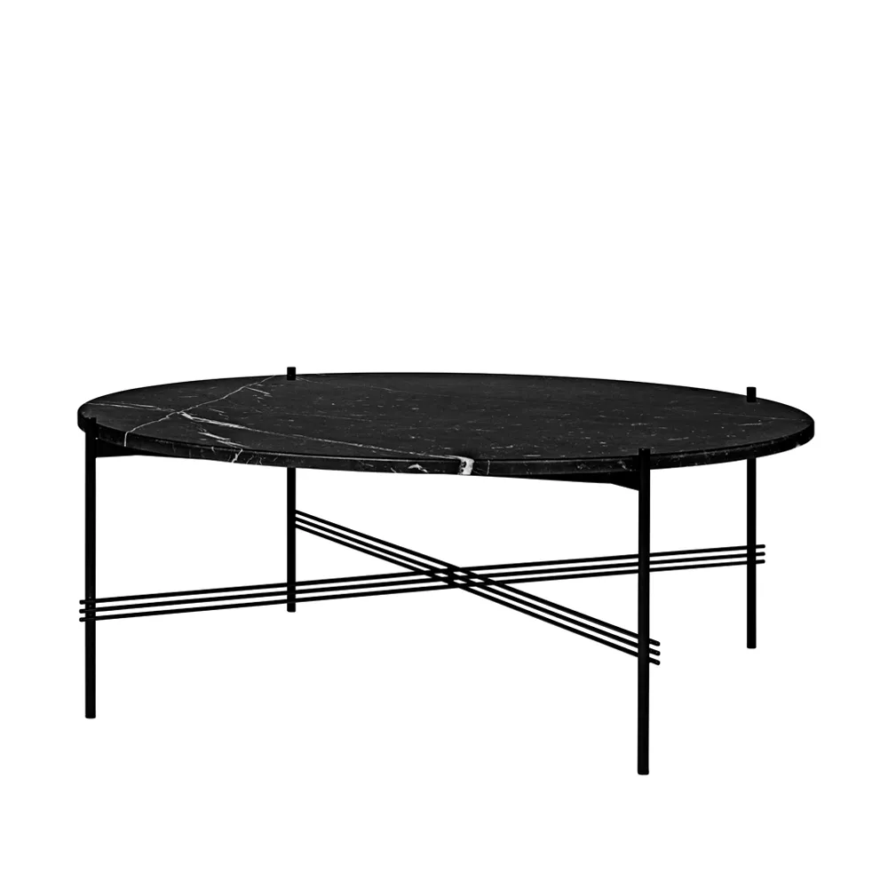 TS Round sidebord, black marquina marble, Ø 105 cm, sort stativ GUBI