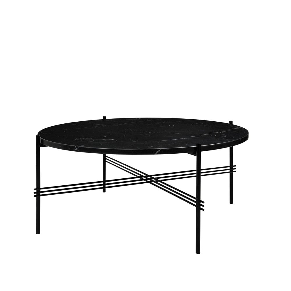 Bilde av GUBI TS Round sidebord black marquina marble Ø 80 cm sort stativ