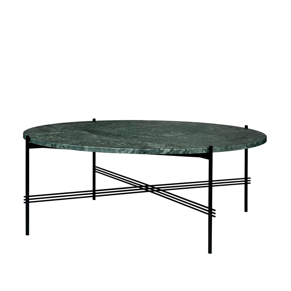 Bilde av GUBI TS Round sidebord green guatemala marble Ø 105 cm sort stativ