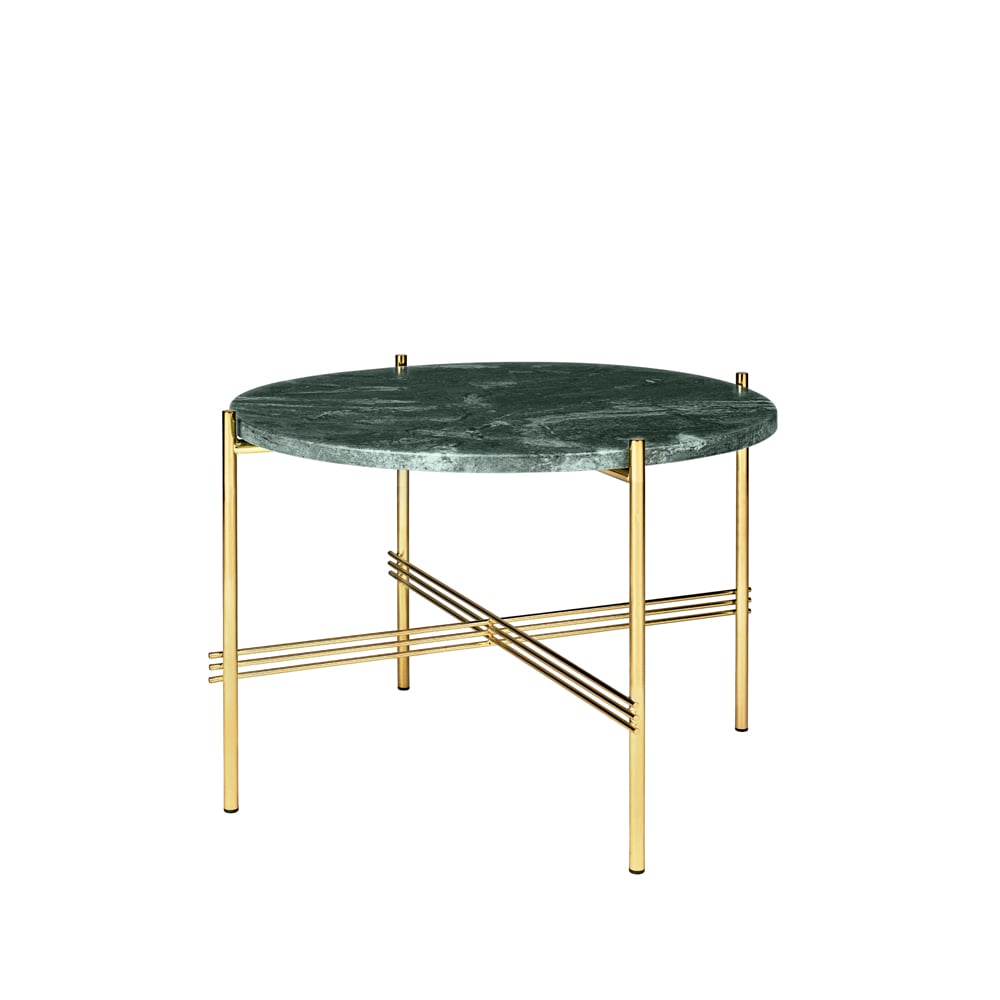 Bilde av GUBI TS Round sidebord green guatemala marble Ø 55 cm messingstativ