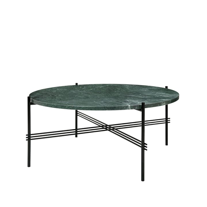 TS Round sidebord - green guatemala marble, Ø 80 cm, sort stativ - GUBI