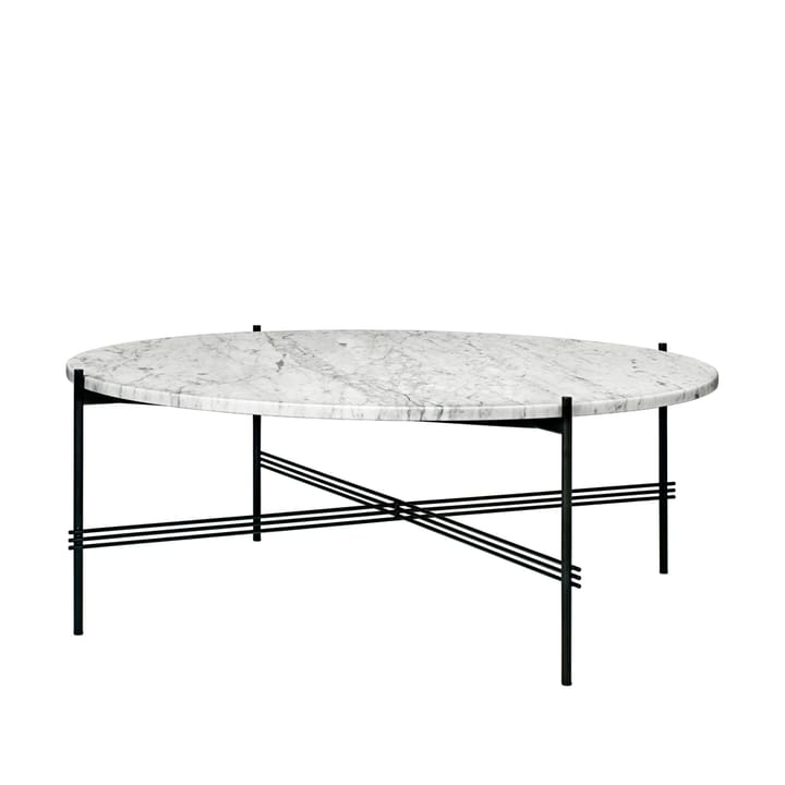TS Round sidebord - white carrara marble, Ø 105 cm, sort stativ - GUBI