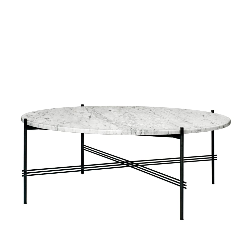 Bilde av GUBI TS Round sidebord white carrara marble Ø 105 cm sort stativ