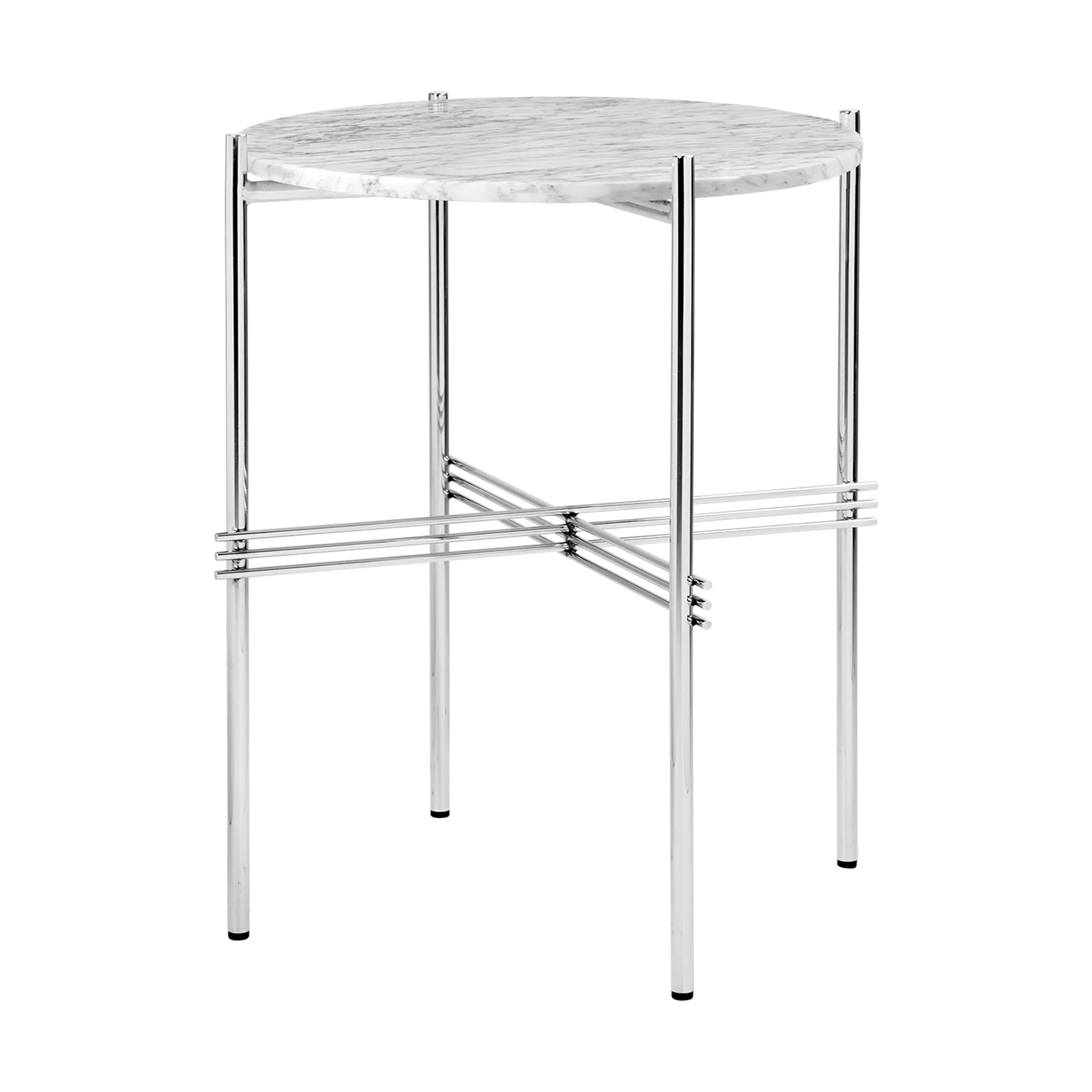 TS salongbord polert stål Ø 40, White carrara marble GUBI