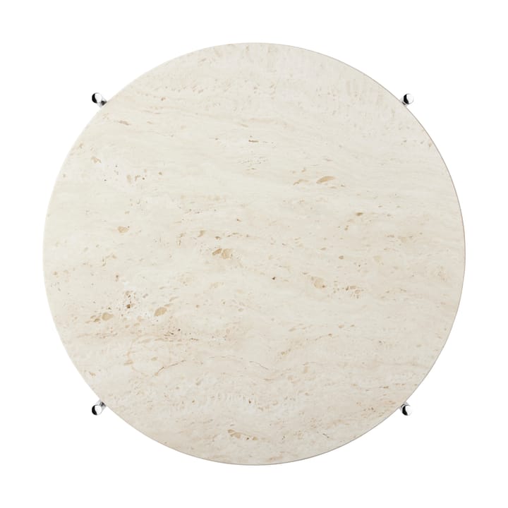 TS salongbord polert stål Ø 55, Neutral white travertine GUBI