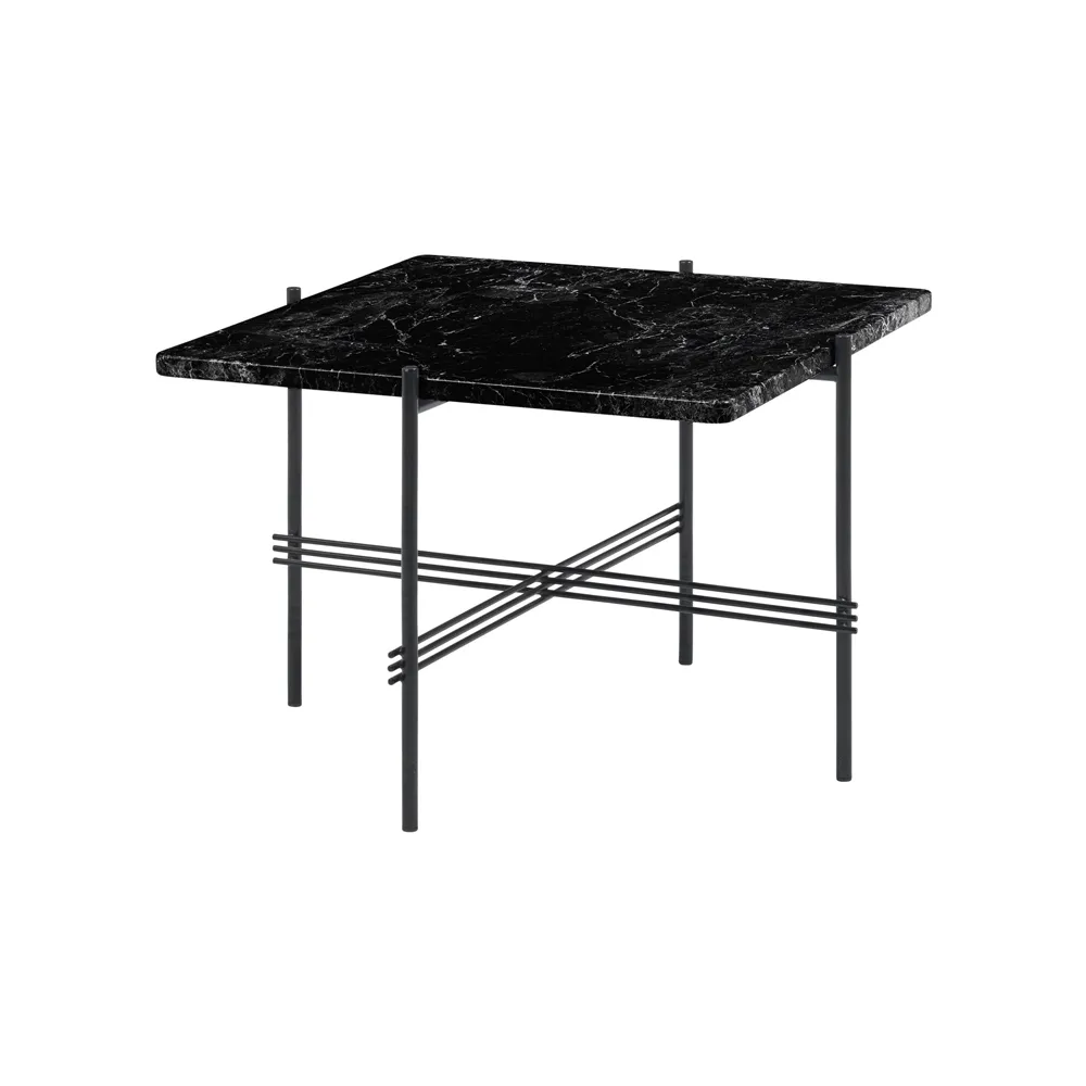 TS Square salongbord, black marquina marble, 55 x 55 cm, sort stativ GUBI