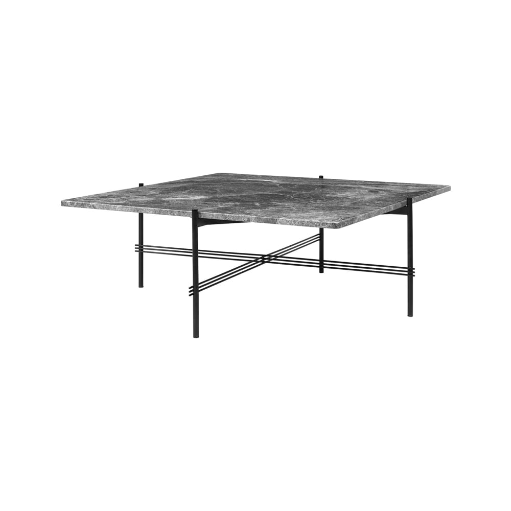GUBI TS Square salongbord grey emperador marble, 105 x 105 cm, sort stativ