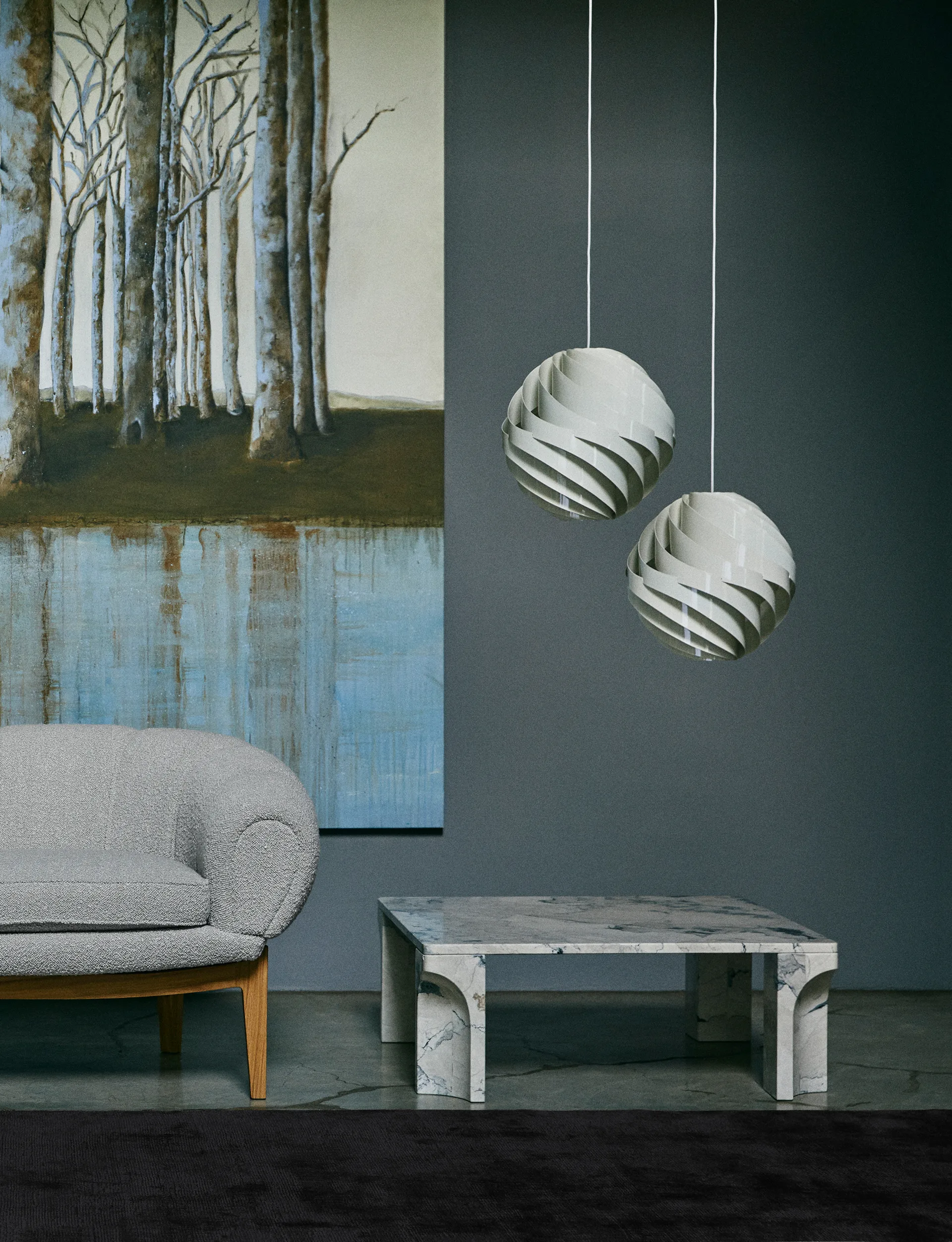 Turbo taklampe blank Ø 36 cm, Alabaster white GUBI