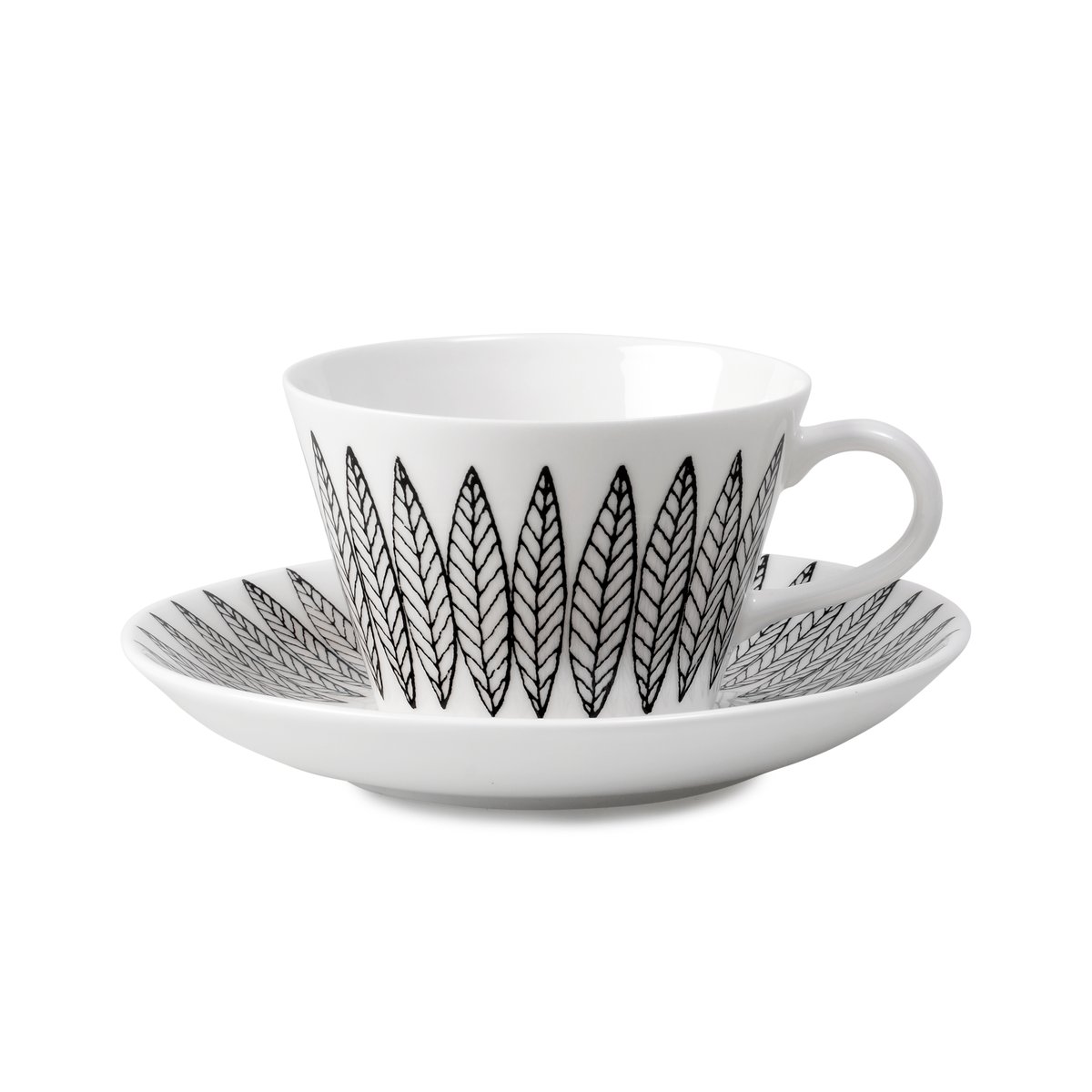 Gustavsbergs Porslinsfabrik Svart Salix kaffegods, kon Kaffekopp + fat