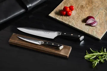 Damascus by Hâws kock- & universalknivsett 2 deler - Svart-rostfritt stål - Hâws