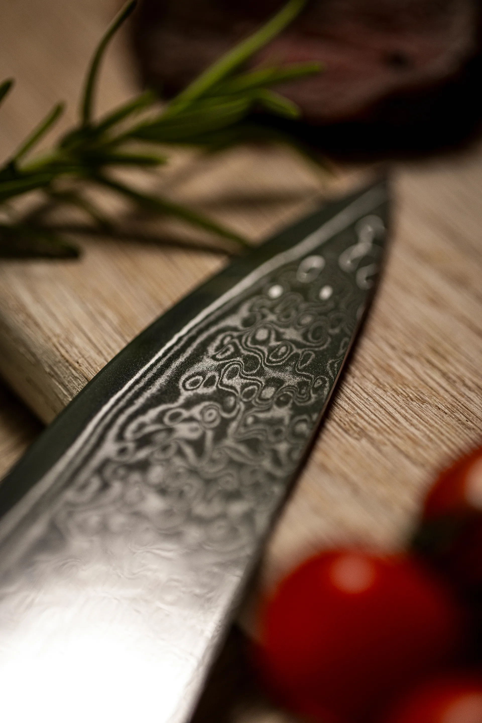 Damascus knivsett 6-deler, Brun-rustfritt stål Hâws