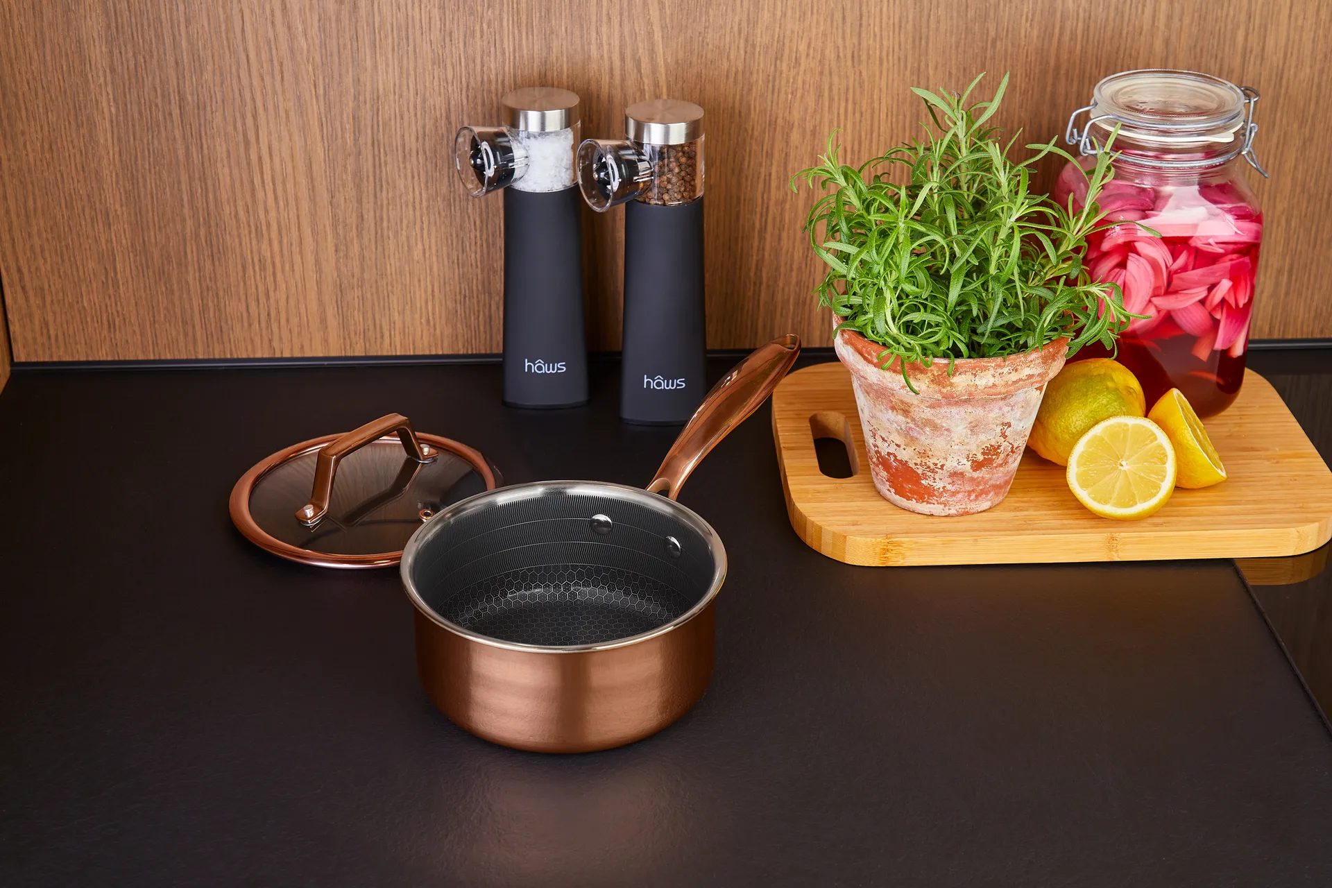 Hâws Santo kasserolle med lokk hybrid coating 1,5 L, Rose Gold Hâws