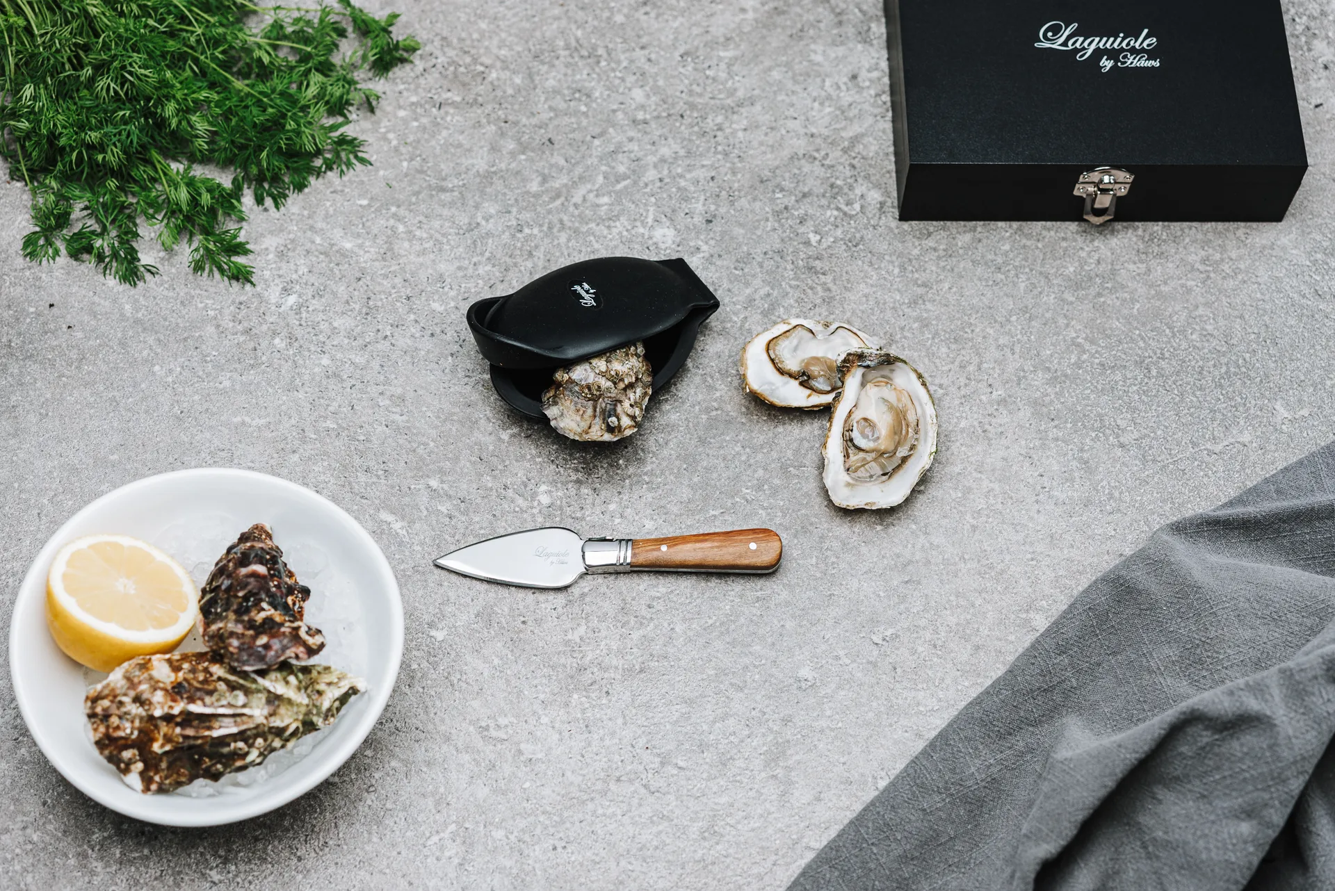 Laguiole by Hâws østersett 2-deler, Olivtre-rustfritt stål Hâws