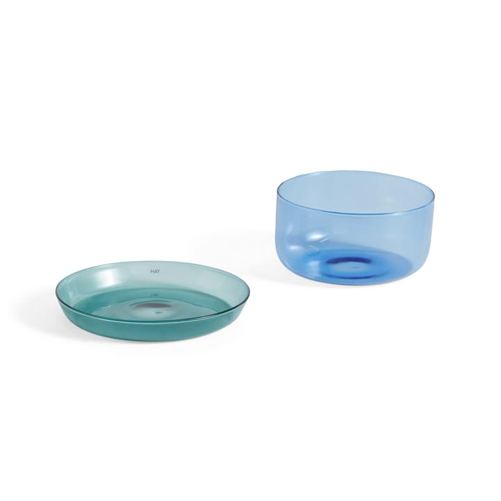 2-in-1- serveringssett skål og fat, Light blue-aqua HAY