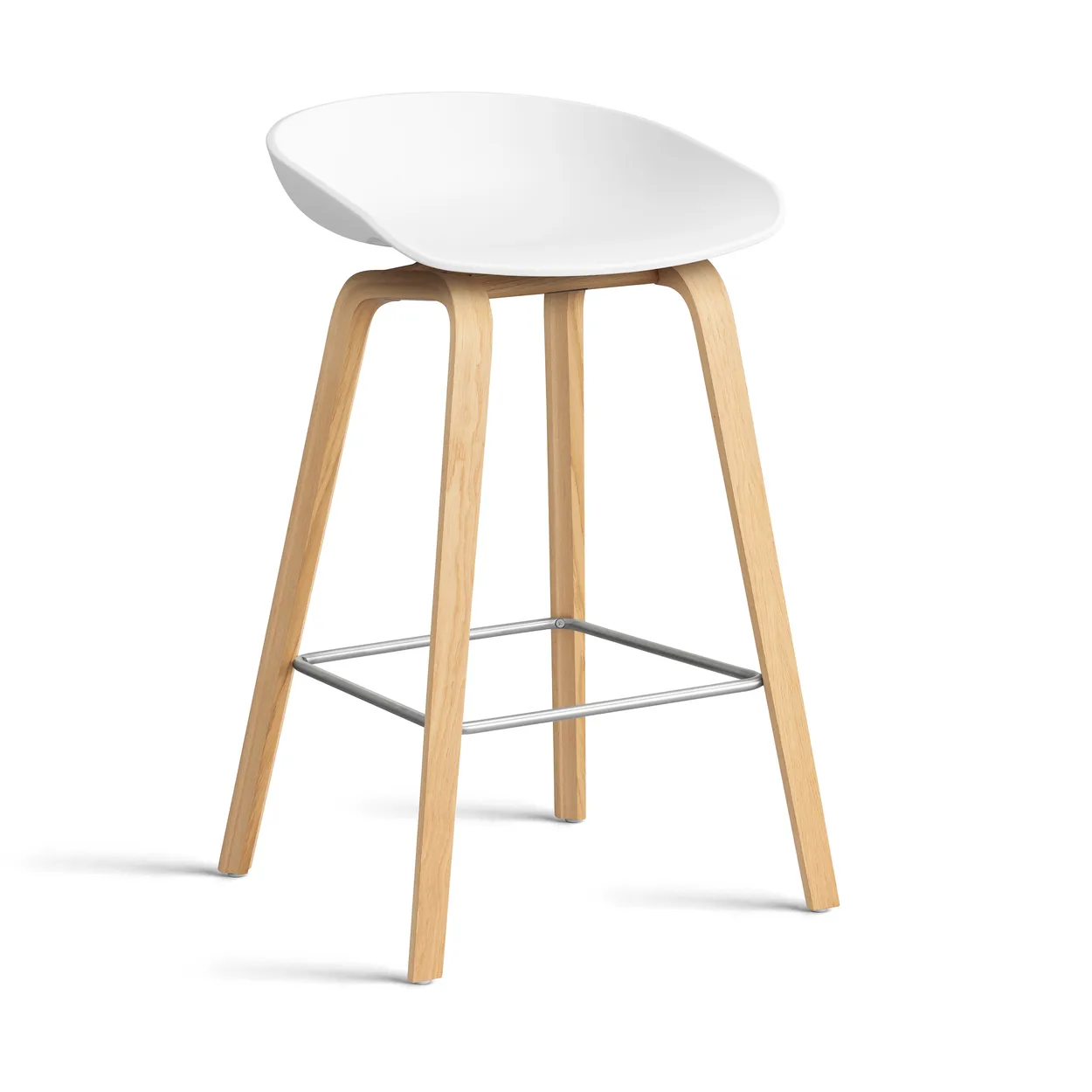 HAY About a Stool 32 Low barstol lakkert eikeramme 2.0 Hvit-rustfritt stålfot