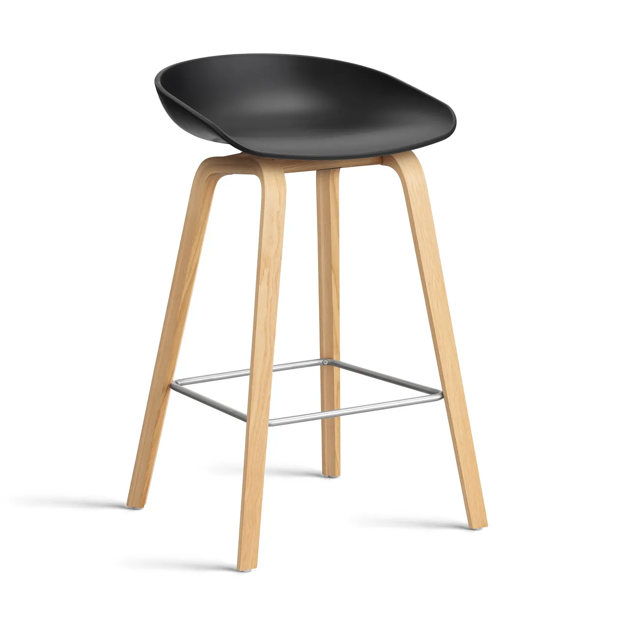 HAY About a Stool 32 Low barstol lakkert eikeramme 2.0 Svart-rustfritt stålfeste