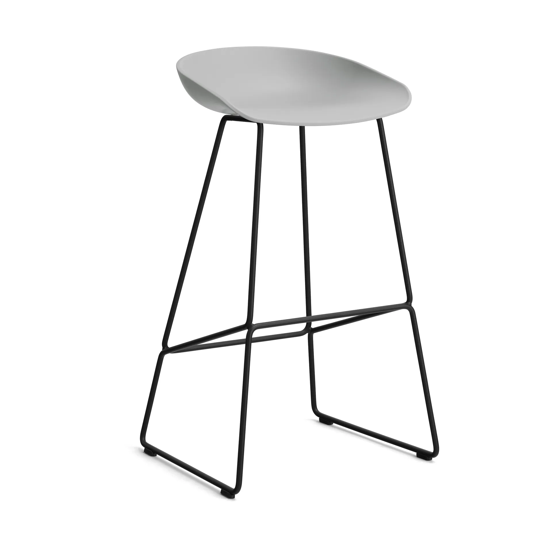 About a Stool 38 High barstol 2.0, Concrete grey-svart stål stativ HAY