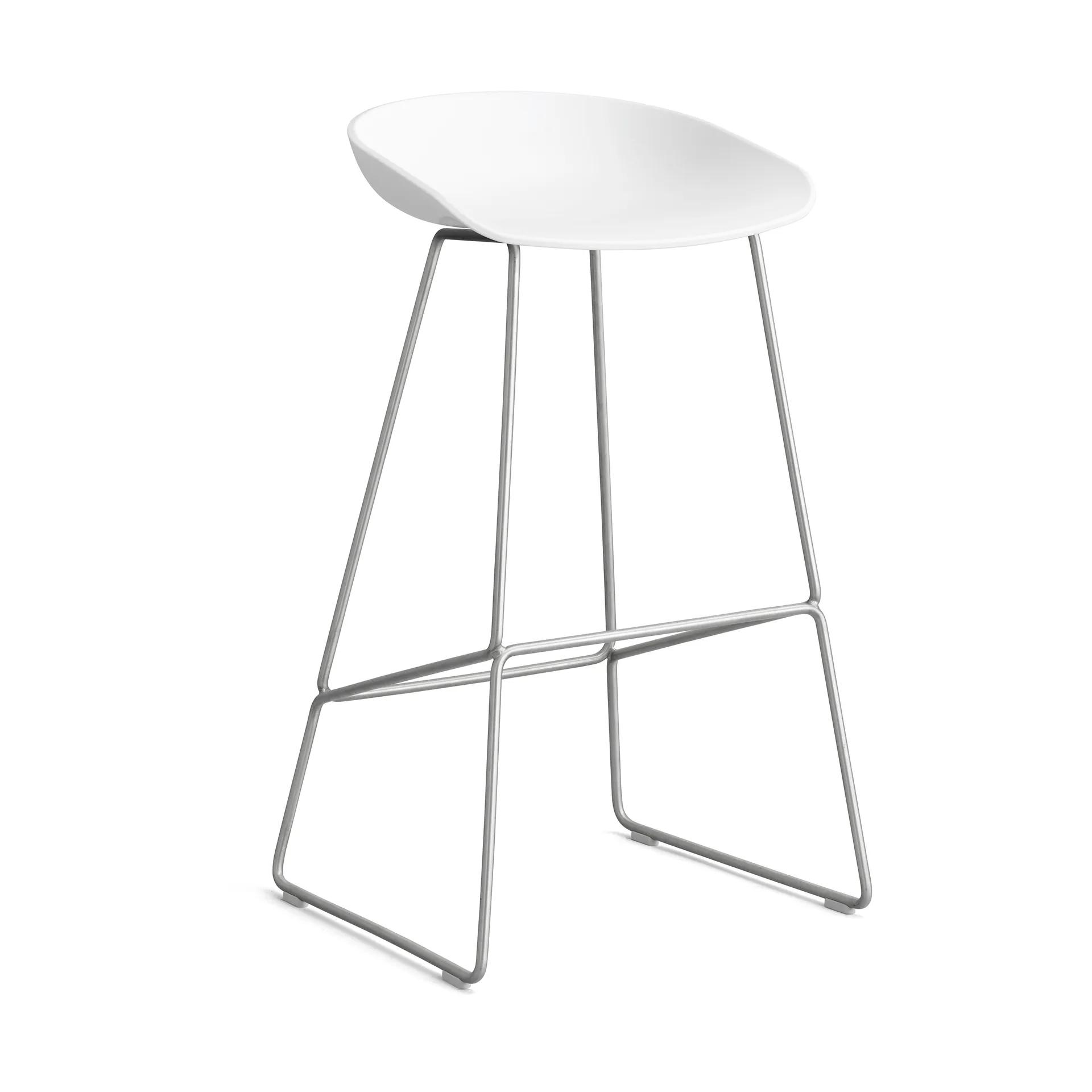 About a Stool 38 High barstol 2.0, Hvit-rustfritt stål stativ HAY