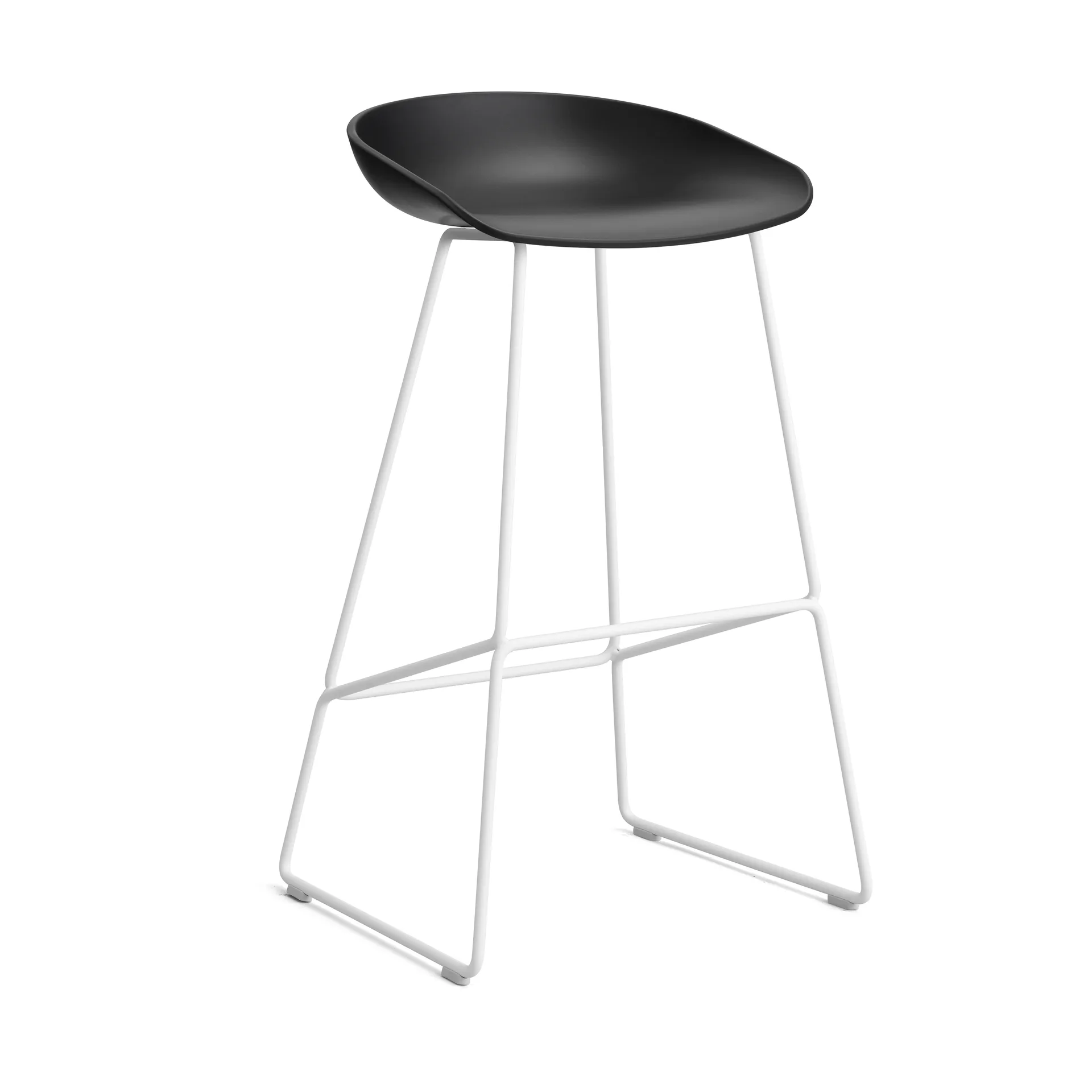 About a Stool 38 High barstol 2.0, Svart-hvitt stål stativ HAY