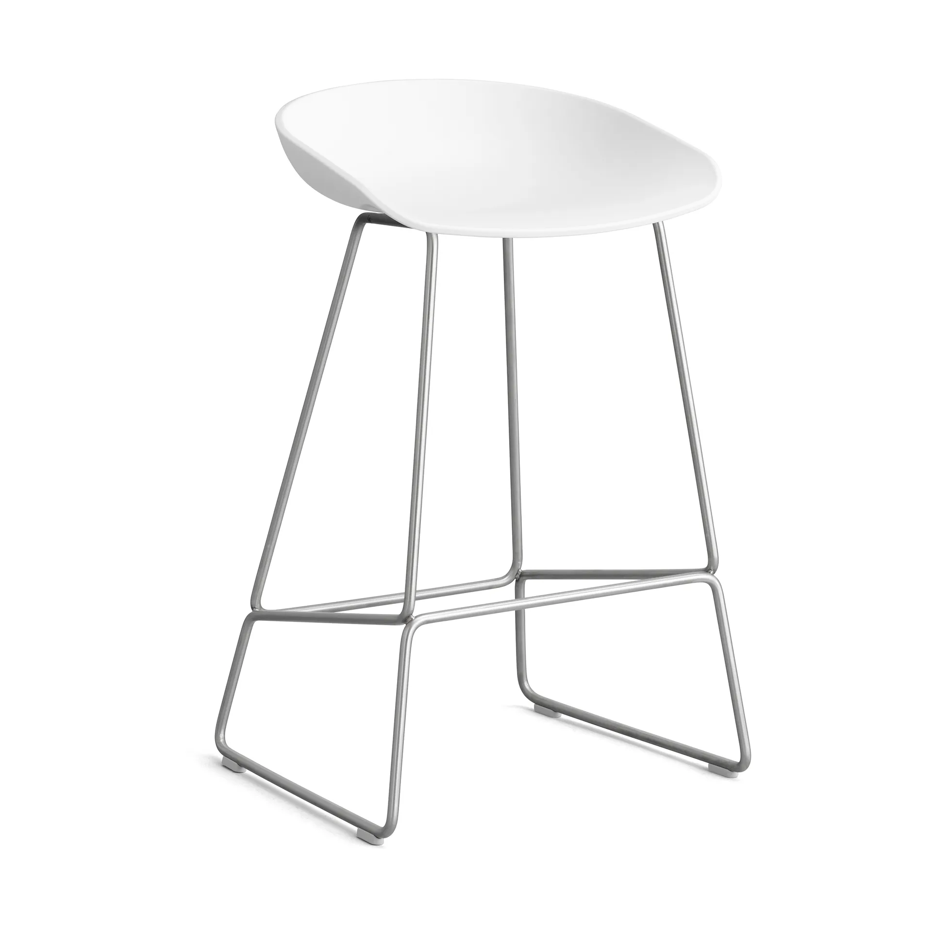 About a Stool 38 Low barstol 2.0, Hvit-rustfritt stål stativ HAY