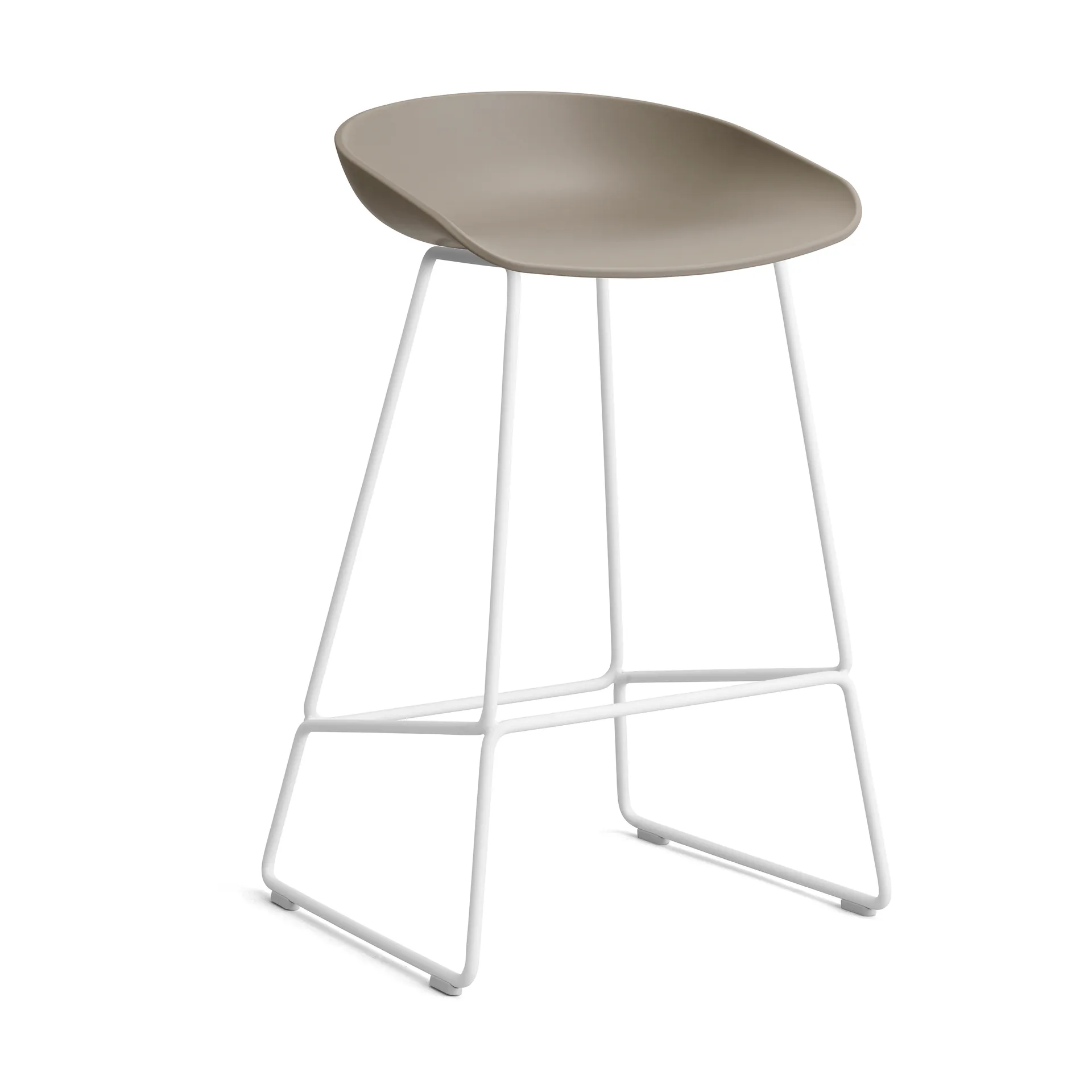 About a Stool 38 Low barstol 2.0, Khaki-hvitt stål stativ HAY