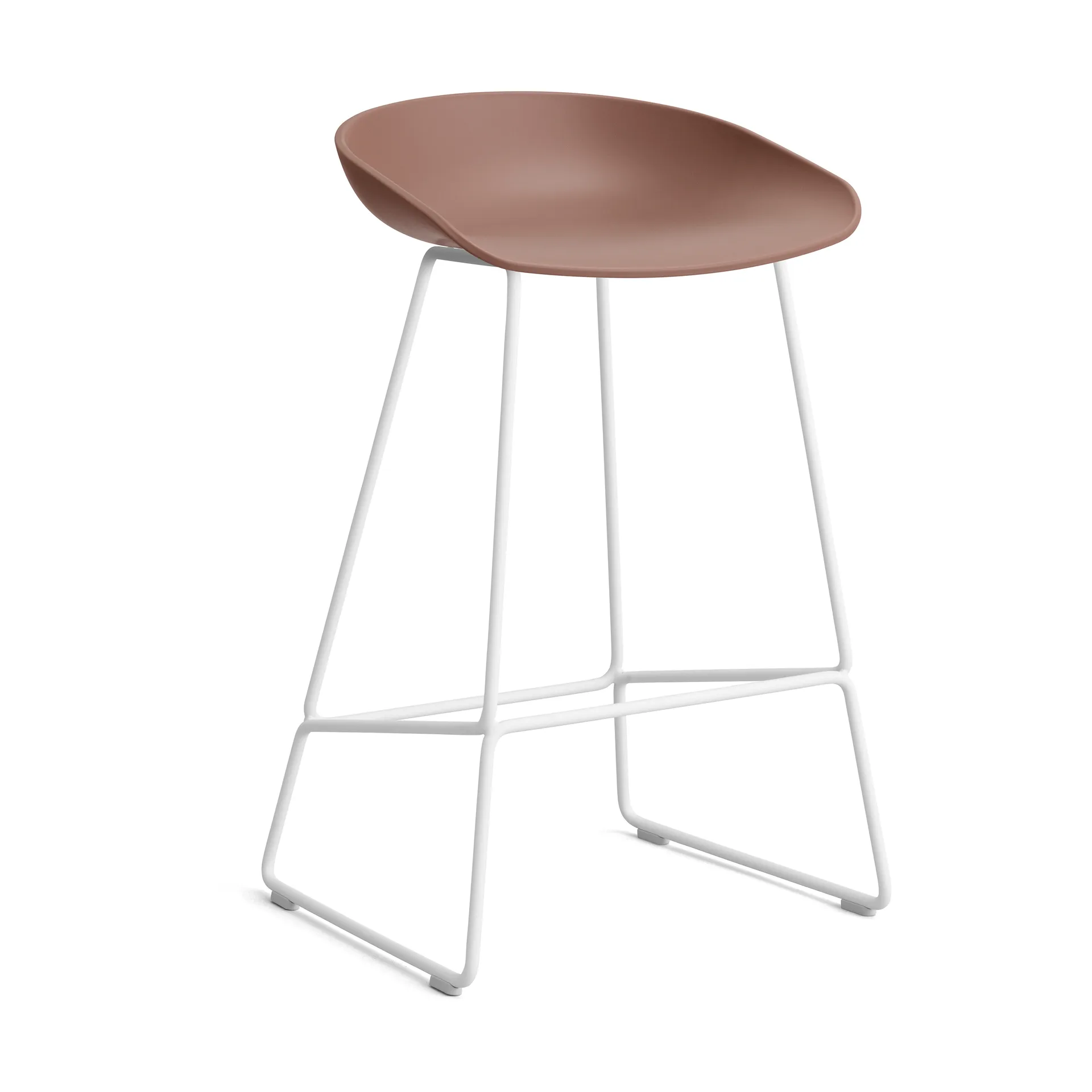 About a Stool 38 Low barstol 2.0, Soft brick-hvitt stål stativ HAY