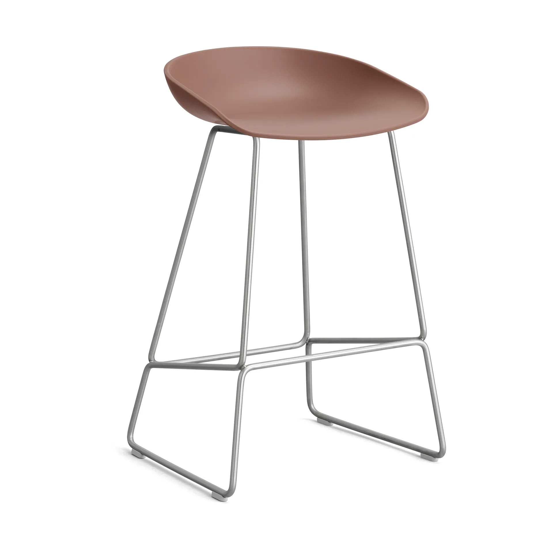 About a Stool 38 Low barstol 2.0, Soft brick-rostfritt stål stativ HAY