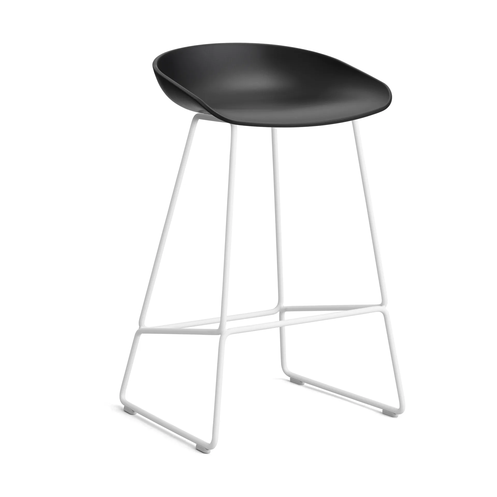 About a Stool 38 Low barstol 2.0, Svart-hvitt stål stativ HAY