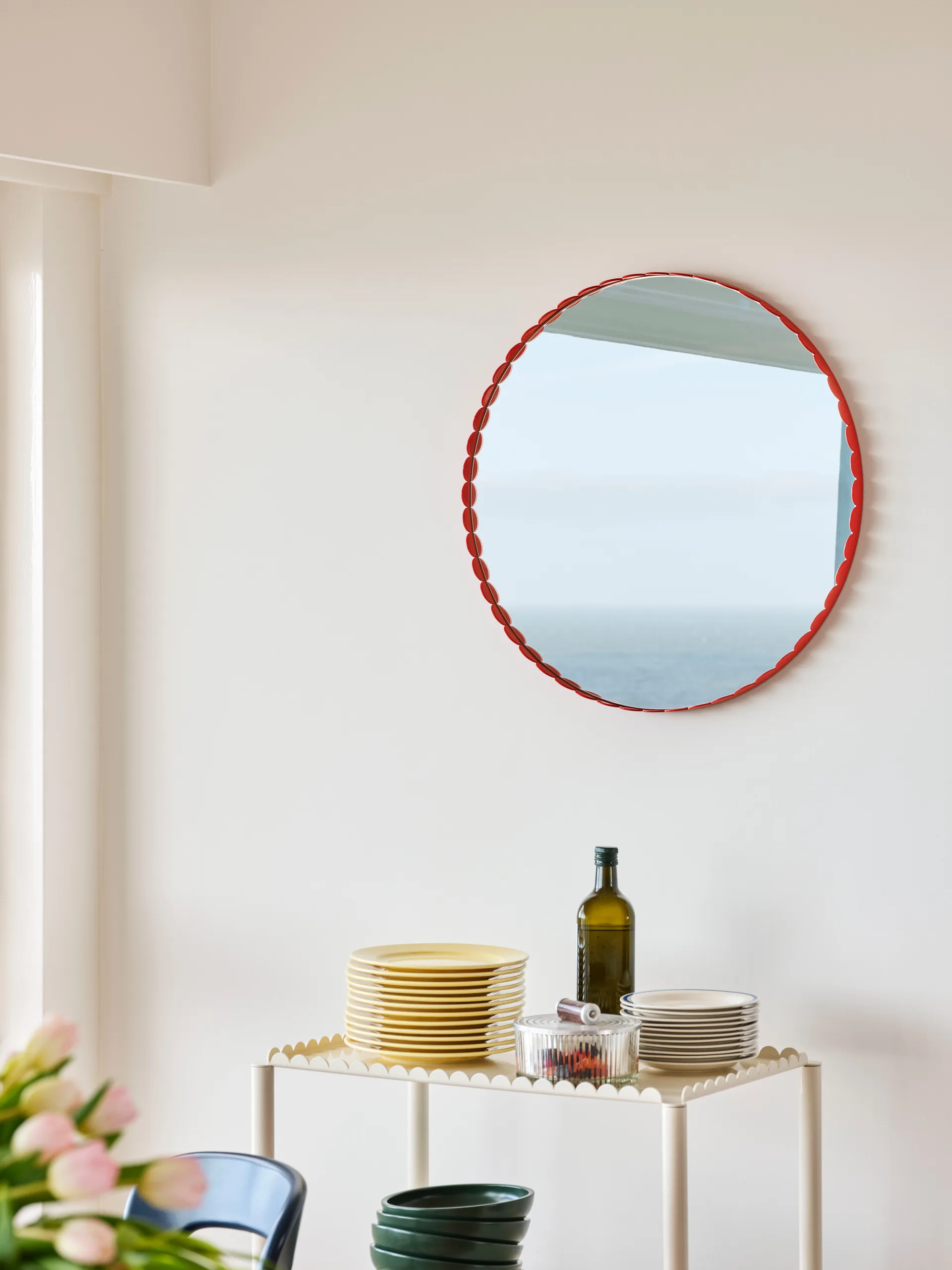 Arcs Mirror speil Ø60 cm, Red HAY
