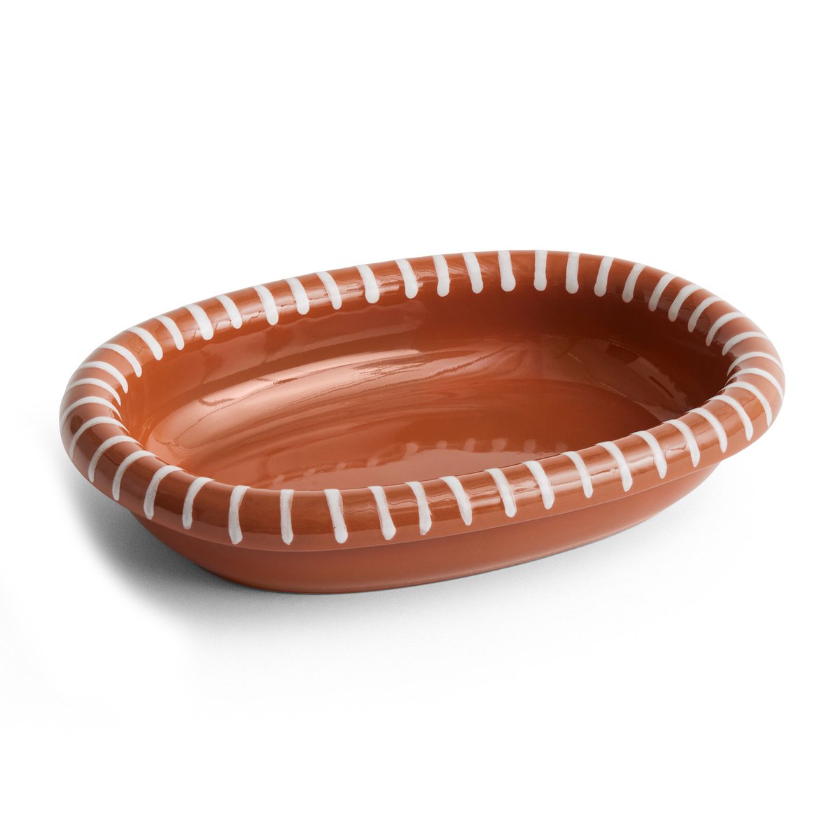 HAY Barro ovalt serveringsfat lite 20x27,5 cm Natural with stripes