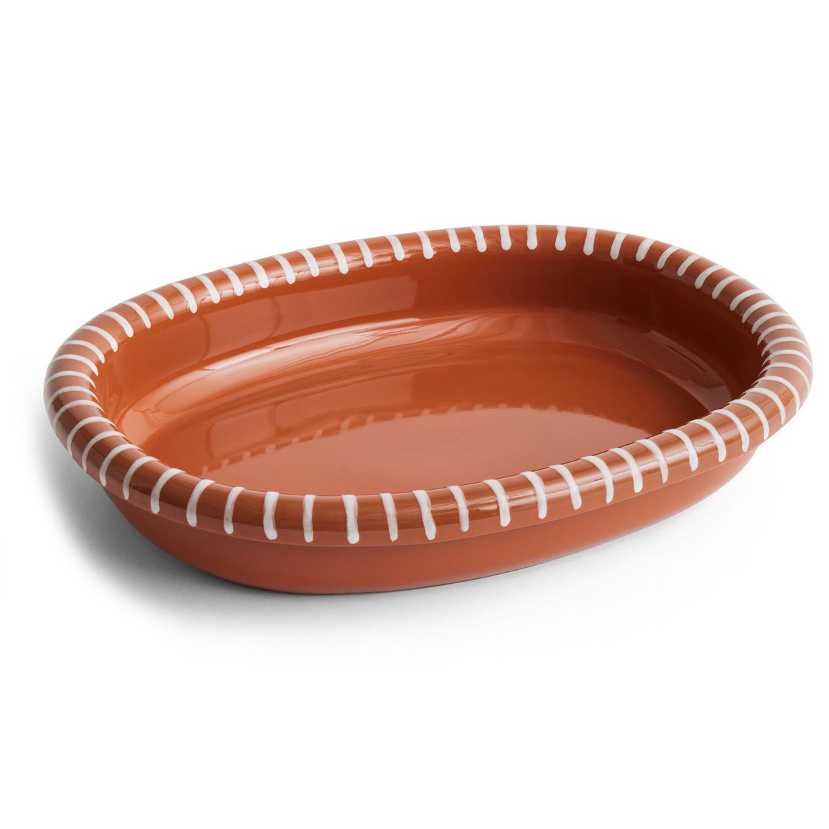 Barro ovalt serveringsfat stort 27x36 cm Natural with stripes