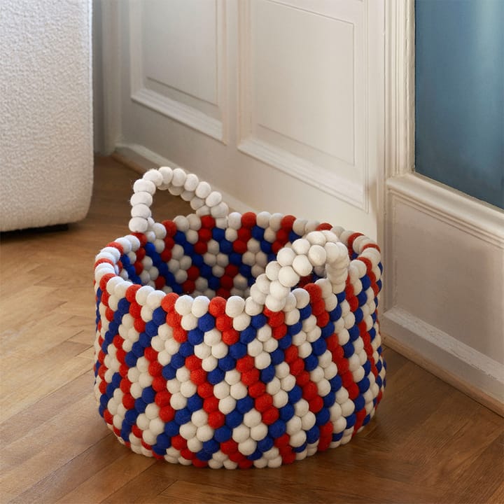 Bead kurv med håndtak, blue dash, large HAY