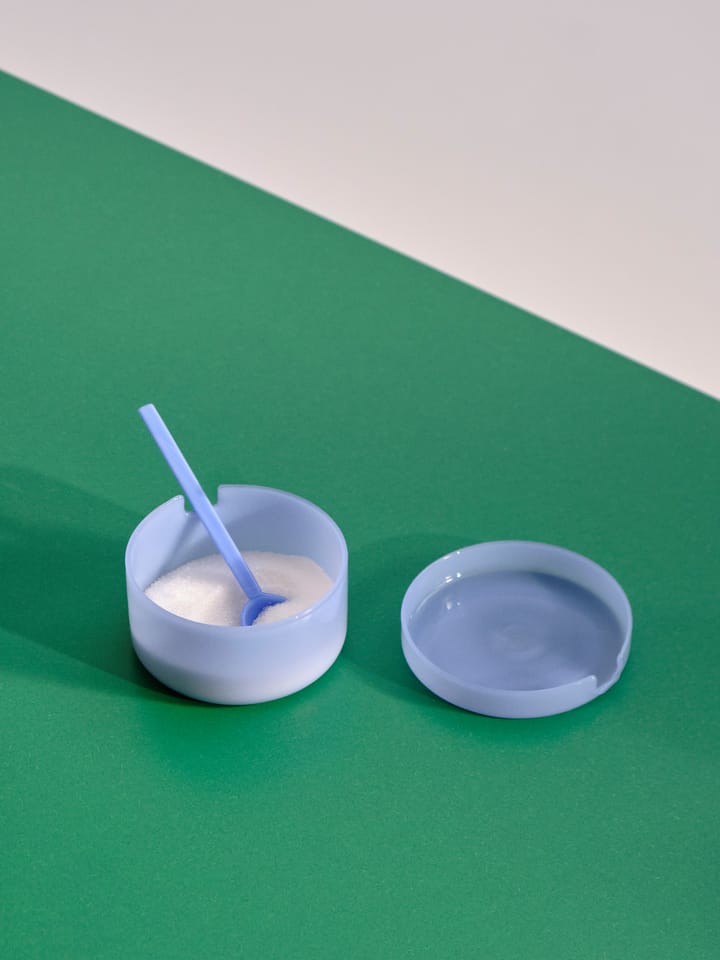 Borosilicate skål med lokk og skje, Jade light blue HAY