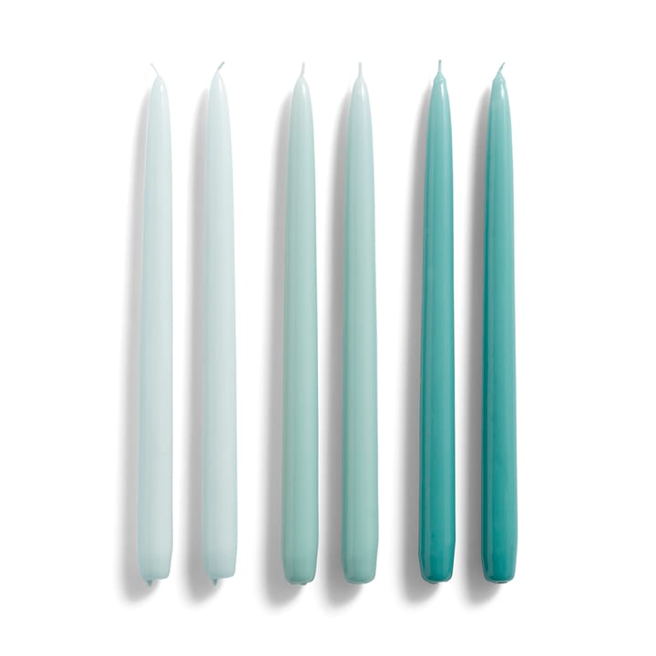 Candle Conical lys 6-stk. - Ice blue-artic blue-teal - HAY