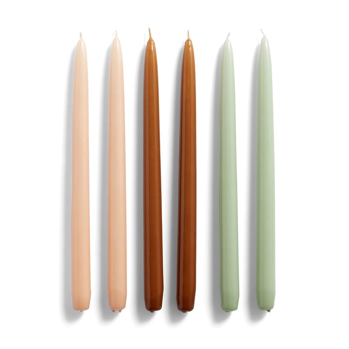 Candle Conical lys 6-stk. - Peach-caramel-mint - HAY