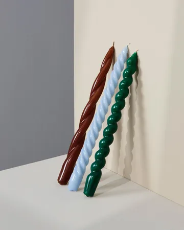 Candle Long Spiral lys - Green - HAY