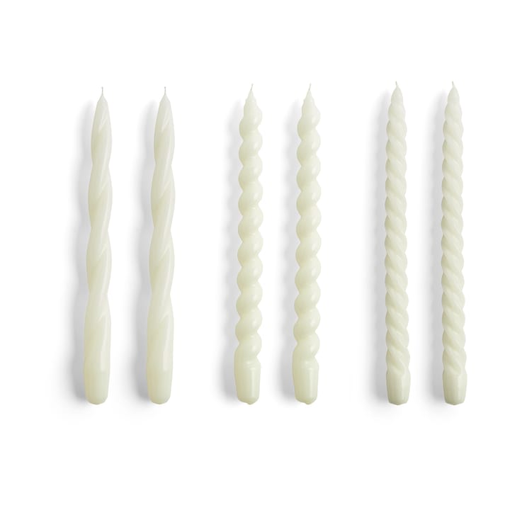 Candle Long Twist/Spiral lys miks 6-pakning - Off-white - HAY