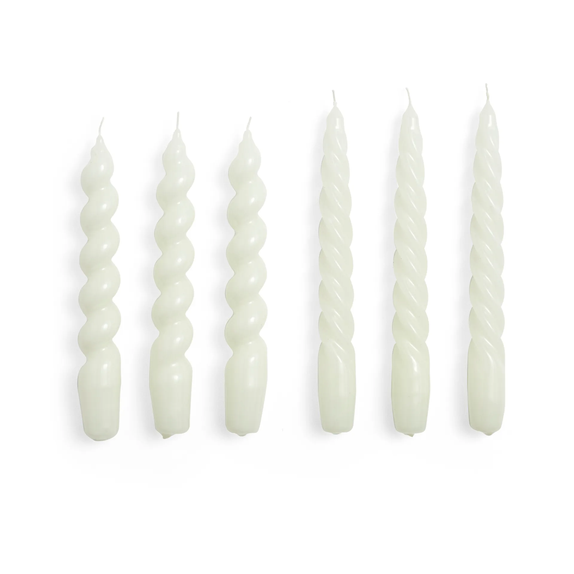 Candle Small Twist/Spiral lys miks 6-pakning, Off-white HAY