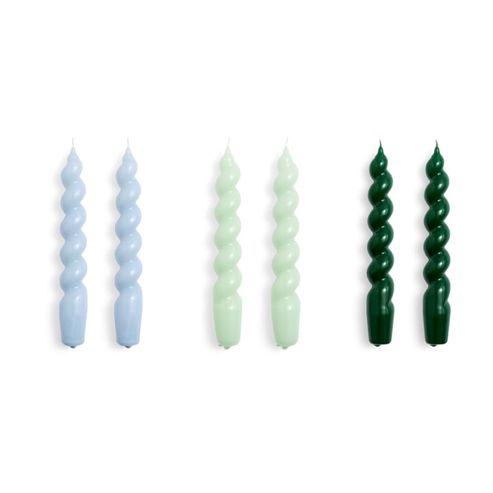 Candle Spiral lys 6-stk., Light blue-mint-green HAY
