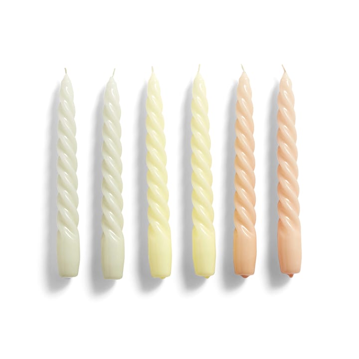 Candle Twist lys6-stk., Grey-beige citrus-peach HAY