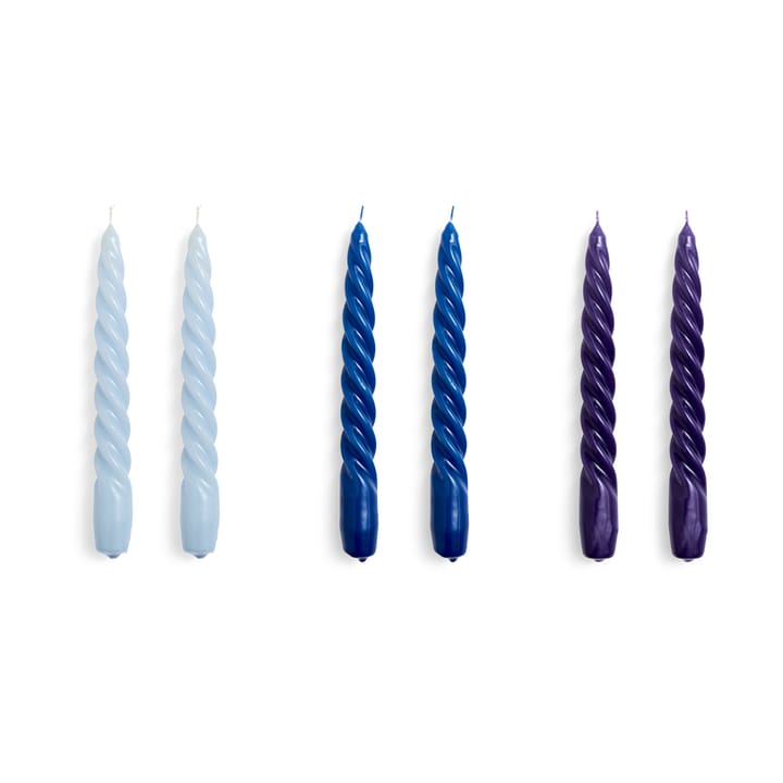 Candle Twist lys6-stk. - Light blue-blue-purple - HAY