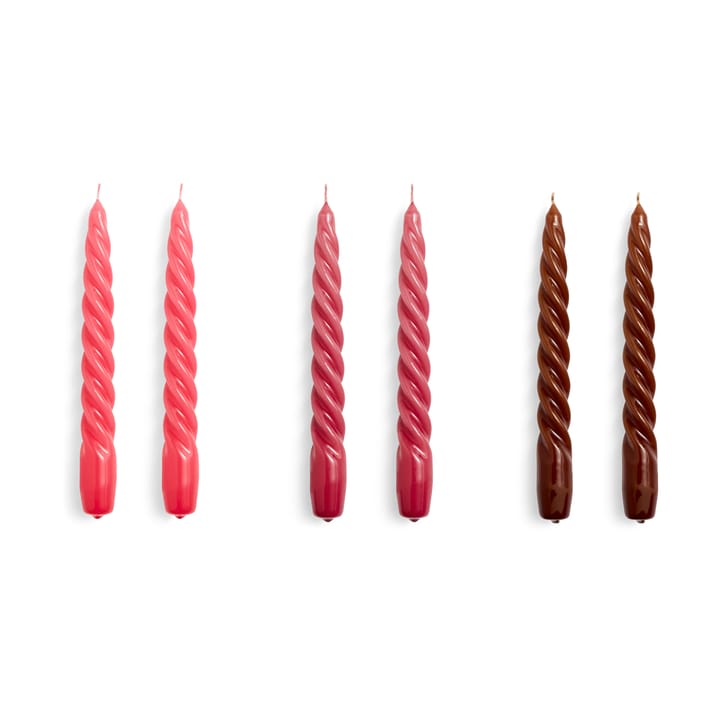 Candle Twist lys6-stk., Raspberry-dark punsch-brown HAY