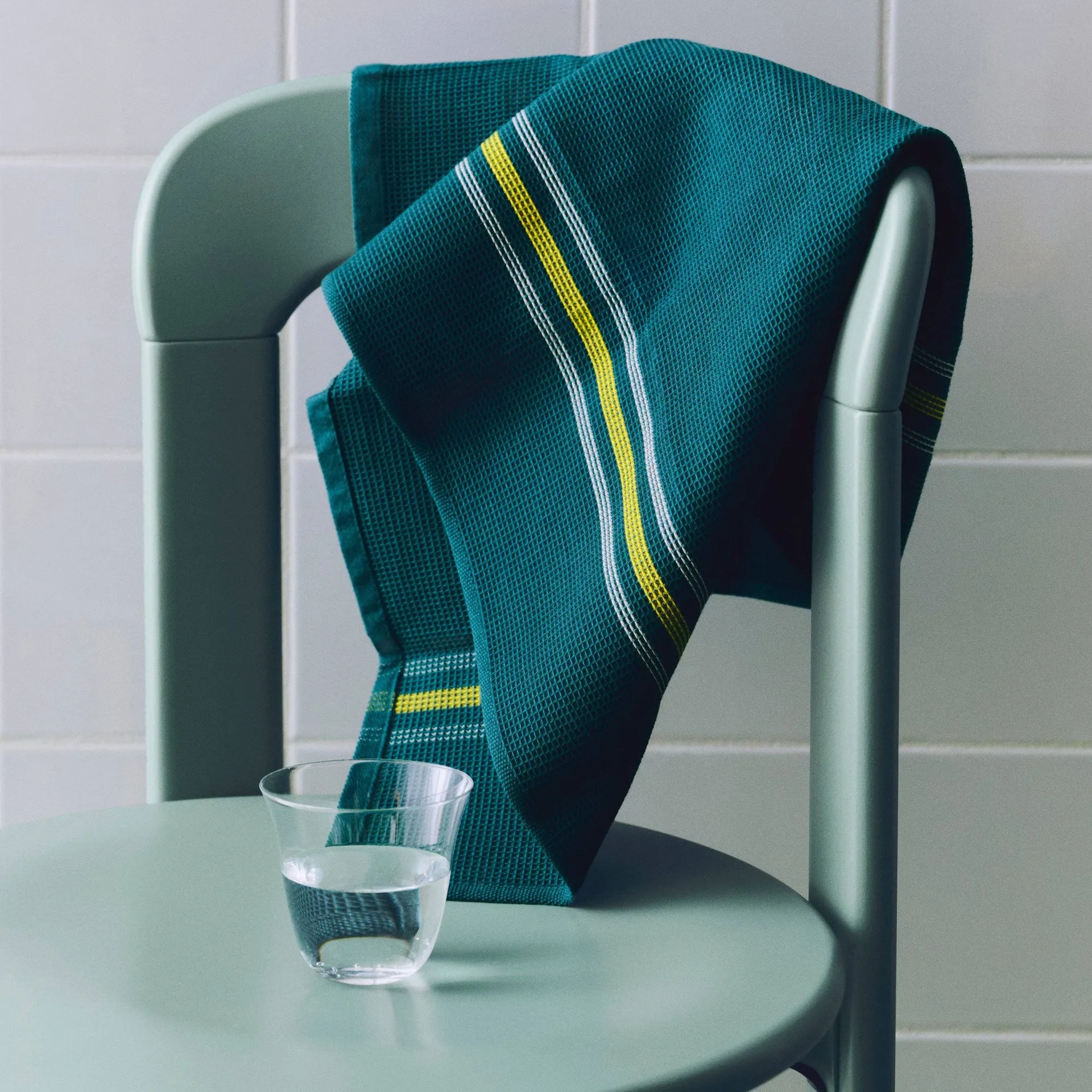Canteen kjøkkenhåndkle 52×80 cm, Green-yellow block stripe HAY